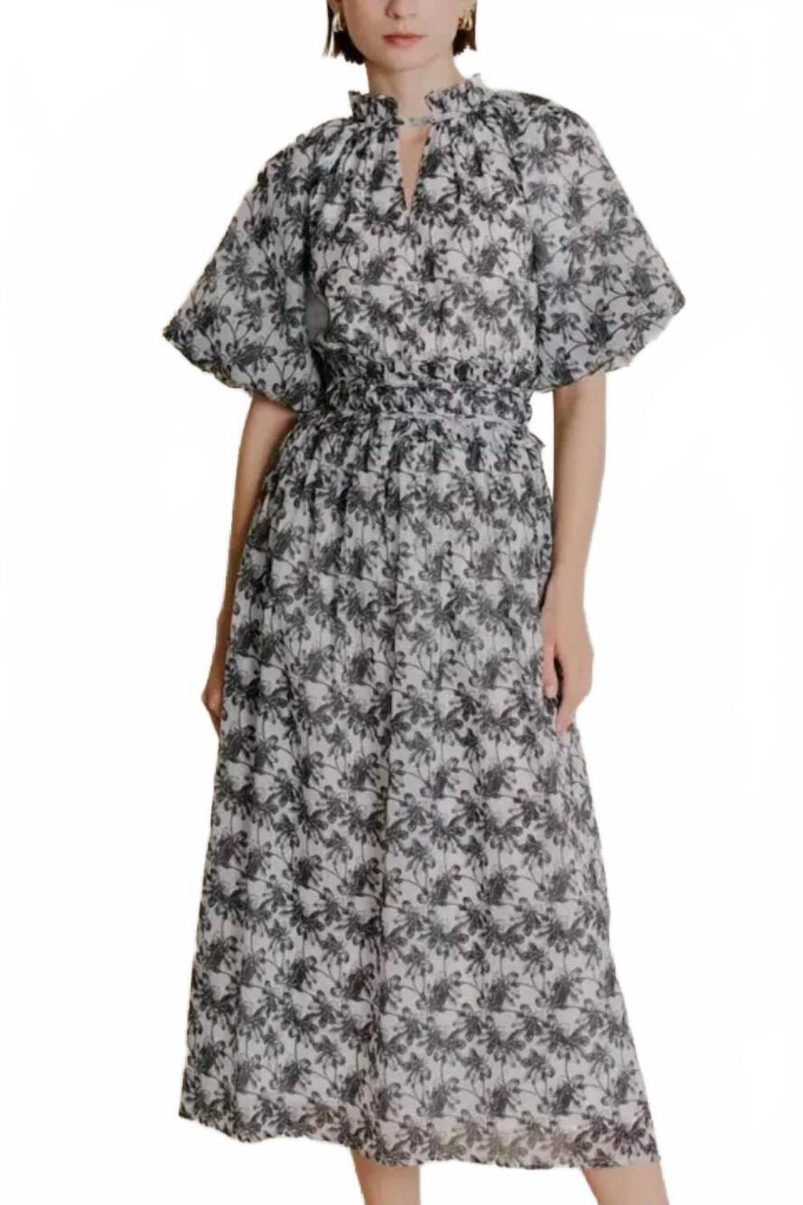 NEW AUREUM floral midi dress in black